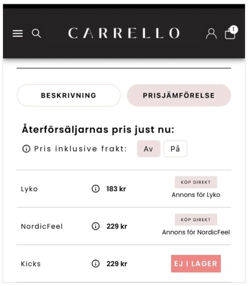 bild på prisjämförelsen